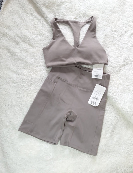 Cotton On Ultra Soft Plunge Racer Crop, Ultra Soft Track Bike Short Colour: Desert Grey