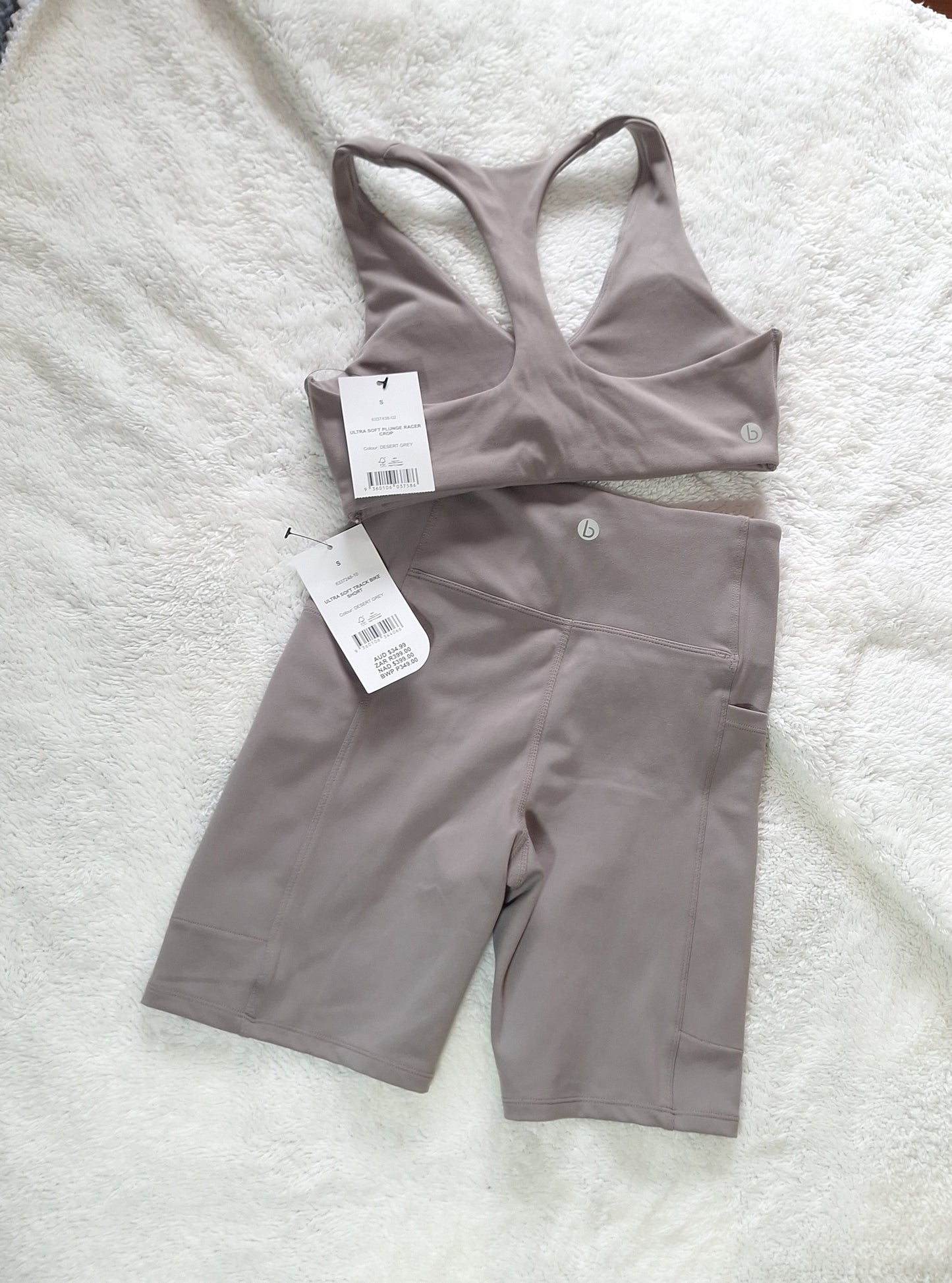 Cotton On Ultra Soft Plunge Racer Crop, Ultra Soft Track Bike Short Colour: Desert Grey