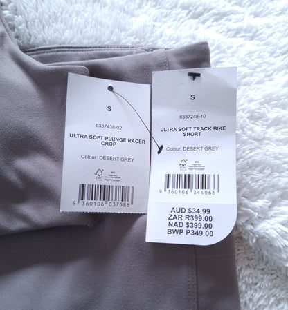Cotton On Ultra Soft Plunge Racer Crop, Ultra Soft Track Bike Short Colour: Desert Grey