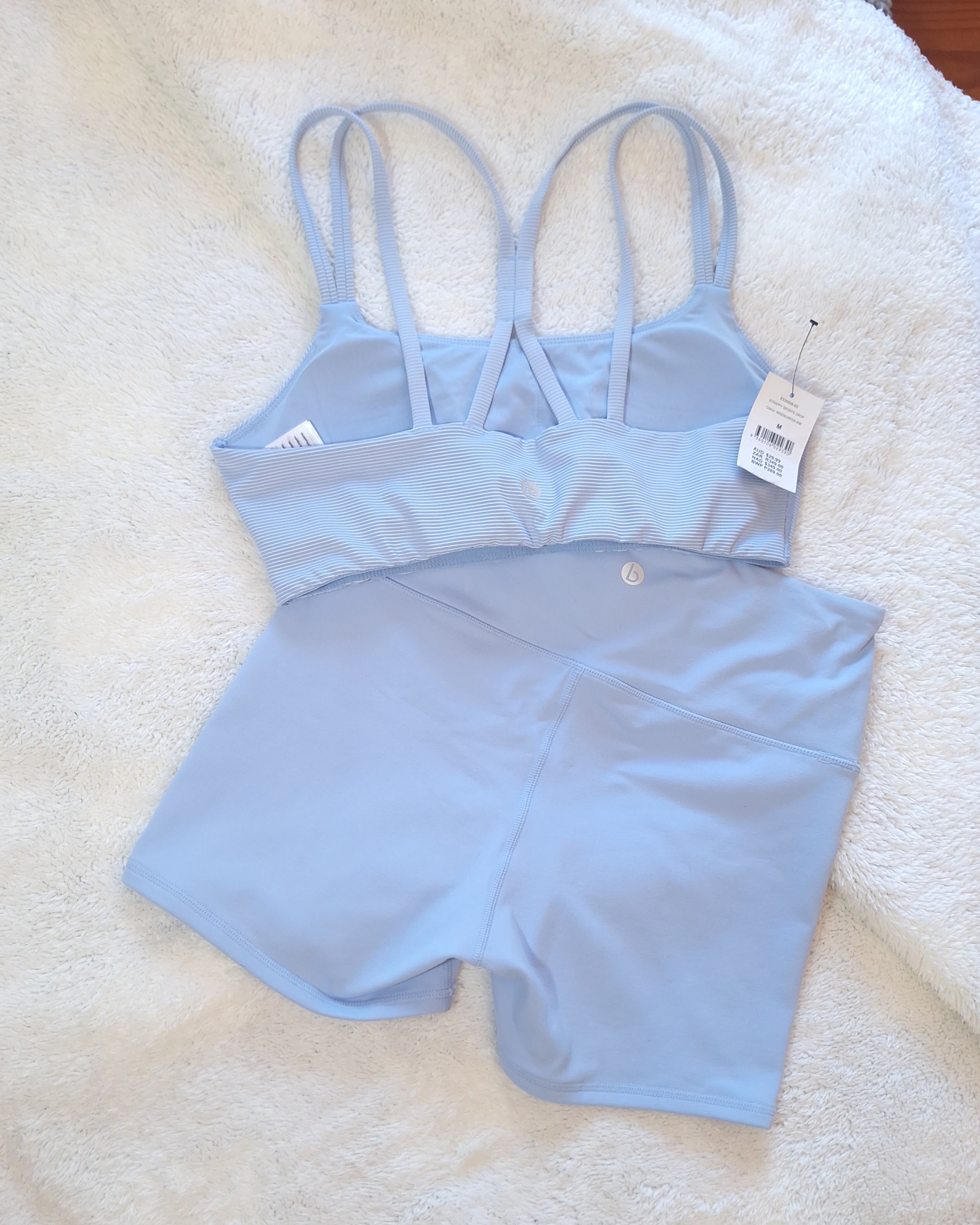 Cotton On Strappy Sports Crop Colour: WindSurfer Rib, High-waisted Shortie Short Colour: WindSurfer