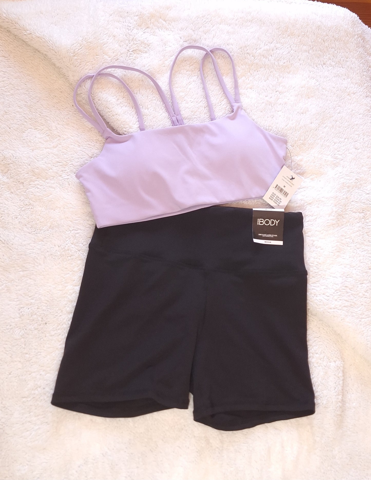 Cotton On Strappy Sports Crop Colour: Purple Rose, High-Waisted Shortie Short Colour: Black