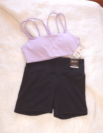 Cotton On Strappy Sports Crop Colour: Purple Rose, High-Waisted Shortie Short Colour: Black