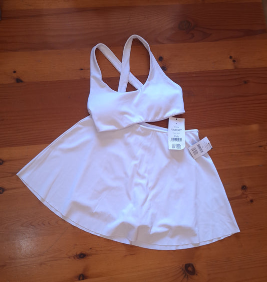 Cotton On Ultra Soft Plunge Strappy Crop, Active Full Circle Skirt Colour: White