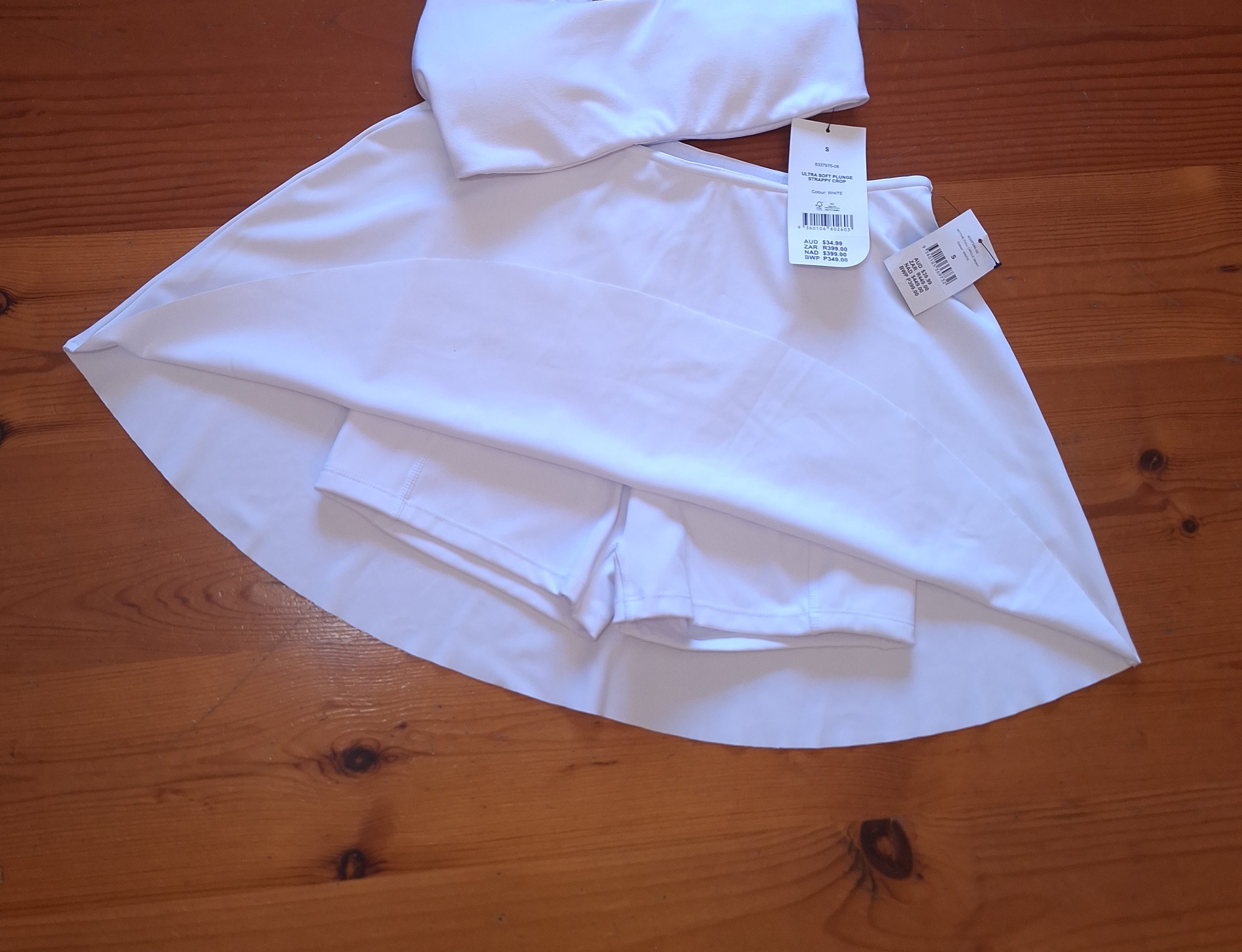 Cotton On Ultra Soft Plunge Strappy Crop, Active Full Circle Skirt Colour: White