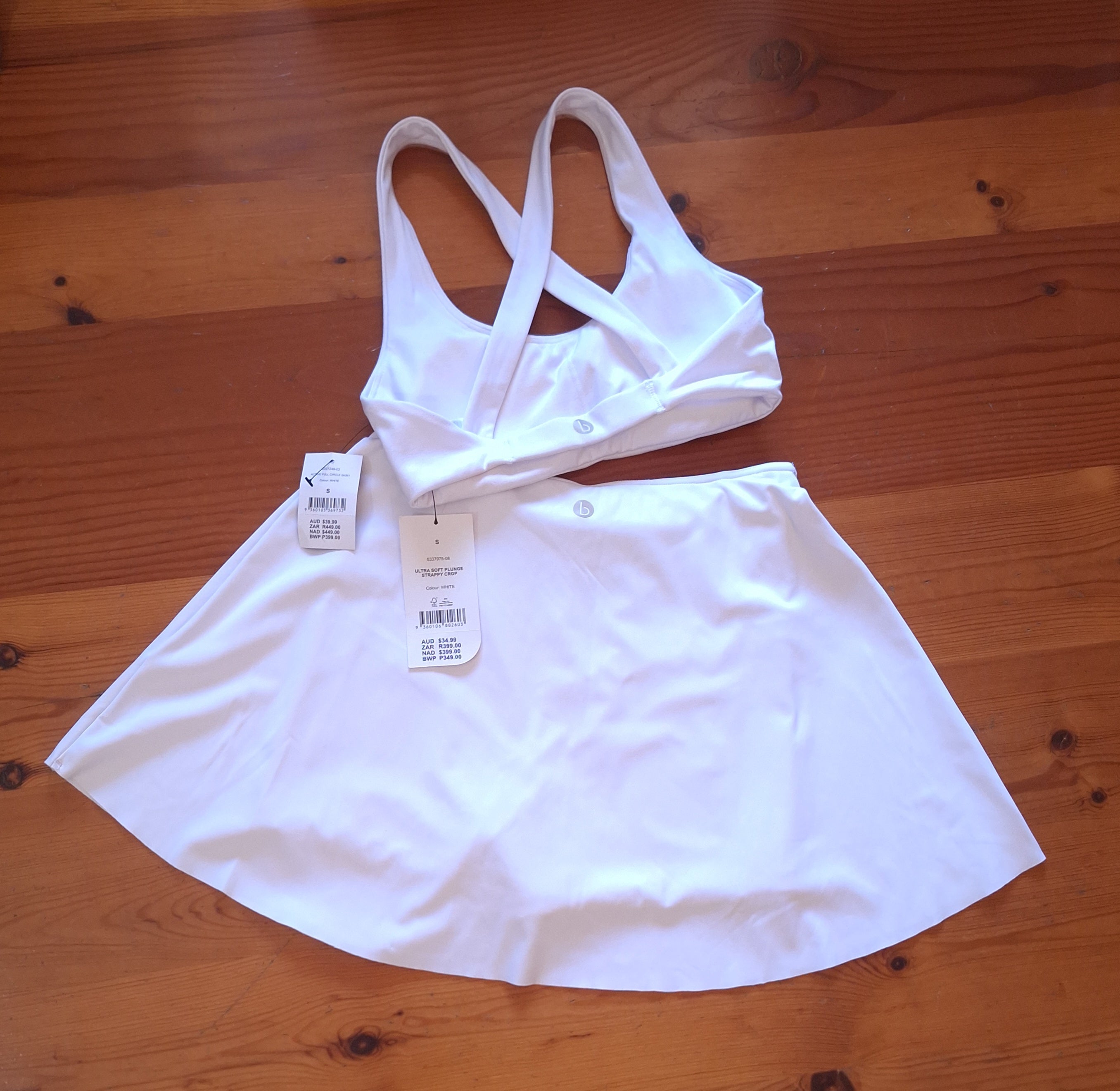 Cotton On Ultra Soft Plunge Strappy Crop, Active Full Circle Skirt Colour: White