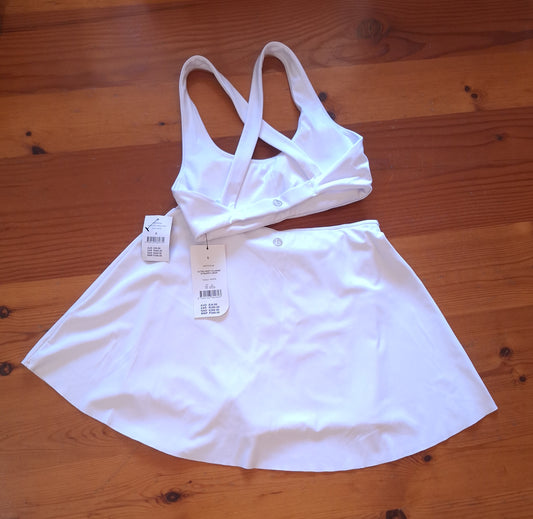 Cotton On Ultra Soft Plunge Strappy Crop, Active Full Circle Skirt Colour: White