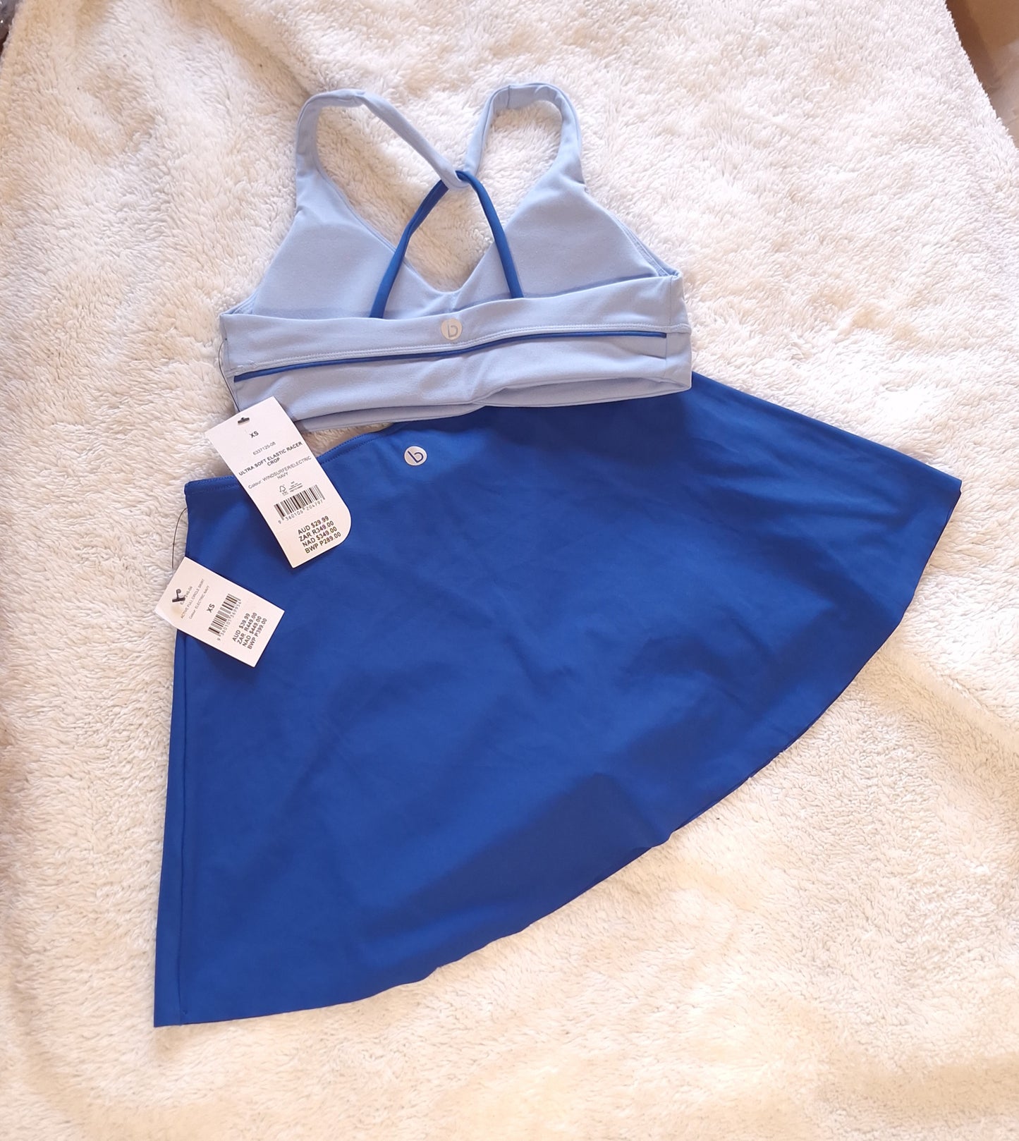 Cotton On Ultra Soft Elastic Racer Crop Colour: WindSurfer/Electric Navy, Active Full Circle Skirt Colour: Electric Navy