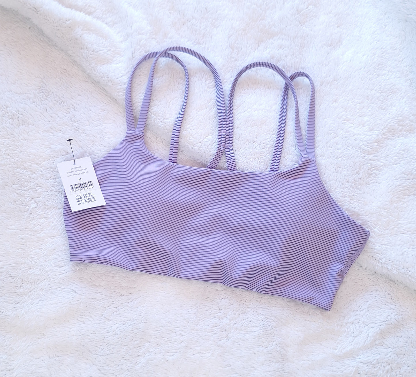 Cotton On - Strappy Sports Crop - Colour- Purple Rose Rib