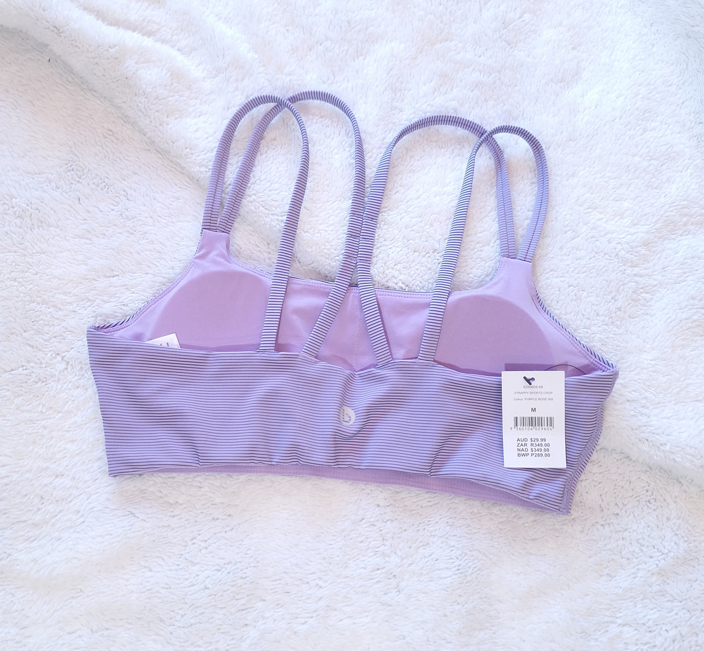 Cotton On - Strappy Sports Crop - Colour- Purple Rose Rib