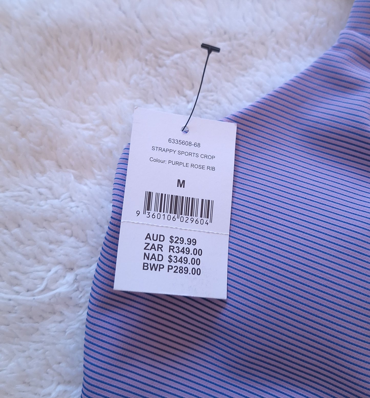 Cotton On - Strappy Sports Crop - Colour- Purple Rose Rib