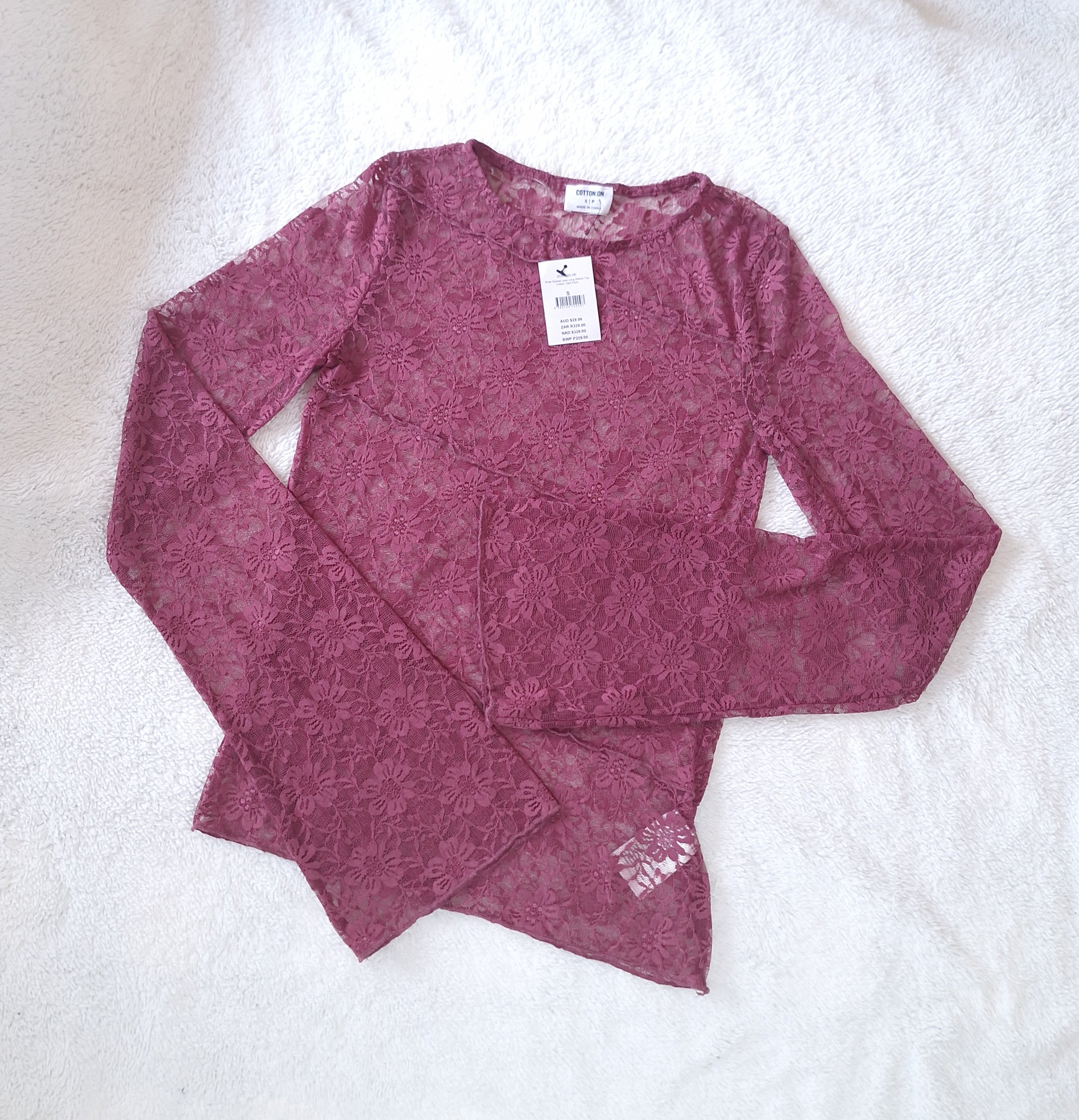 Cotton On Shae Spliced Lace Long Sleeve Top