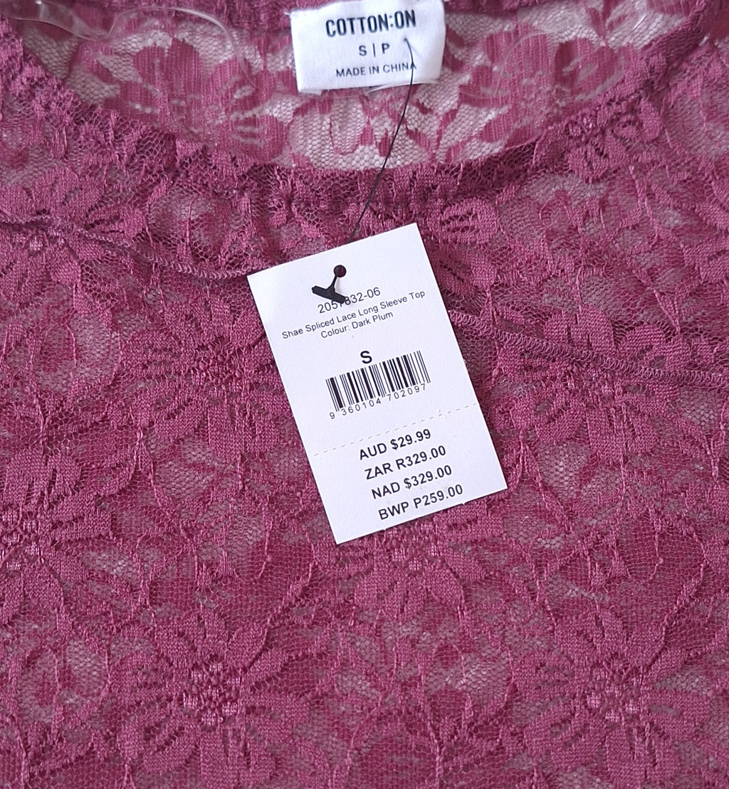 Cotton On Shae Spliced Lace Long Sleeve Top