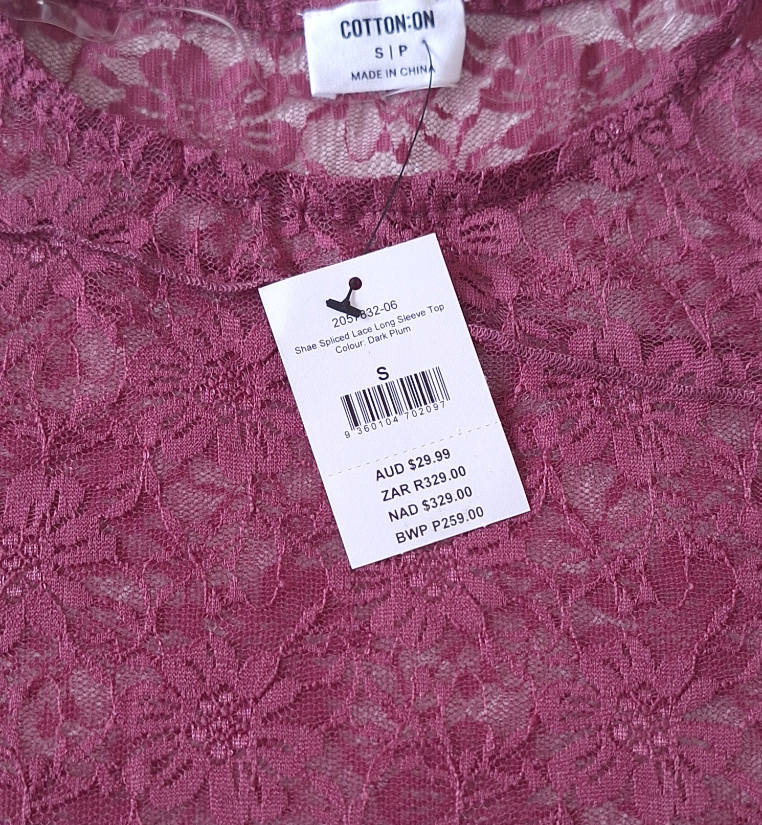 Cotton On Shae Spliced Lace Long Sleeve Top