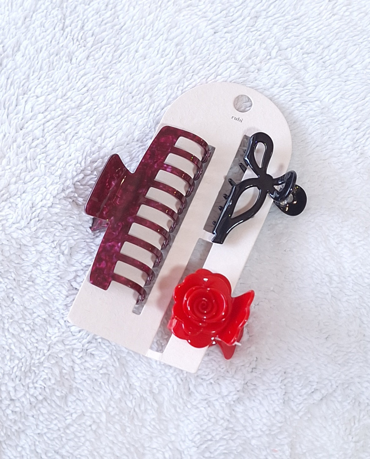 3Pk Hair Claw Red / Black