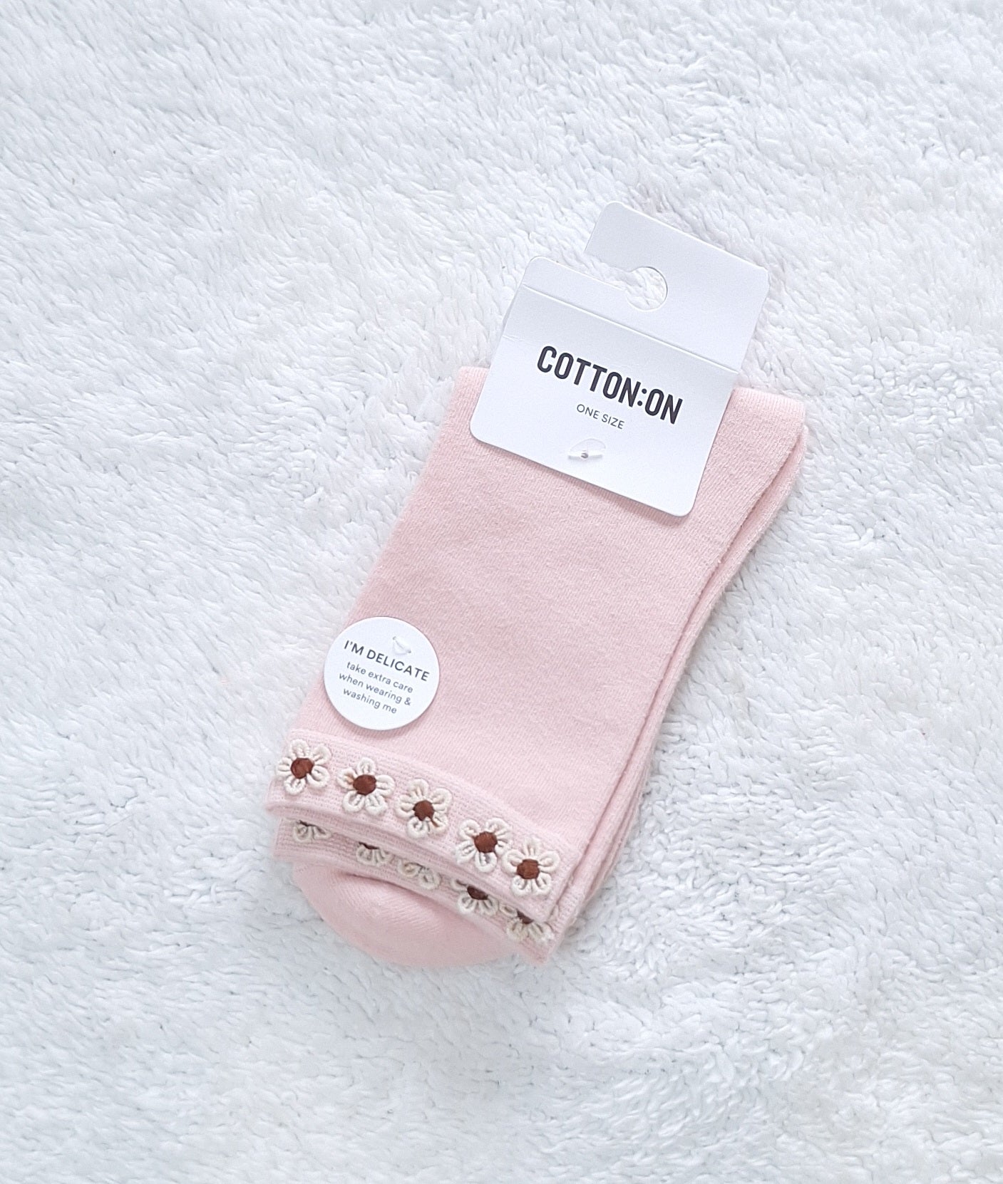 Cotton On Floral Welt Crew Sock