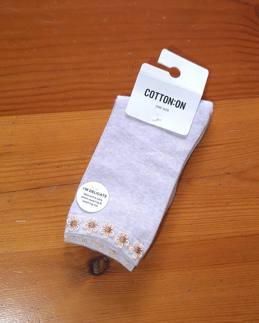 Cotton On - Floral Welt Crew Sock