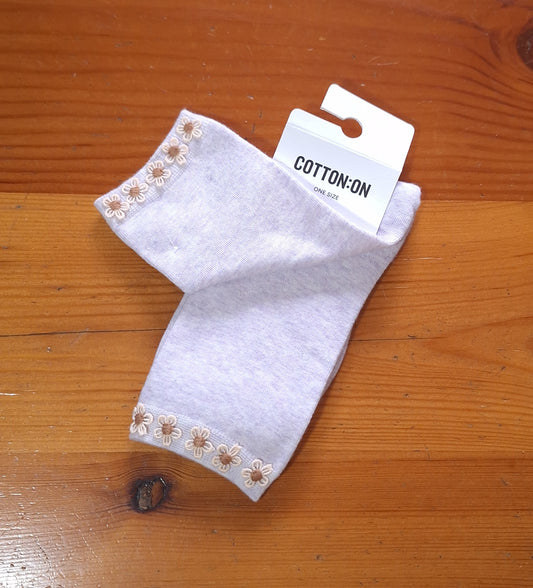 Cotton On - Floral Welt Crew Sock