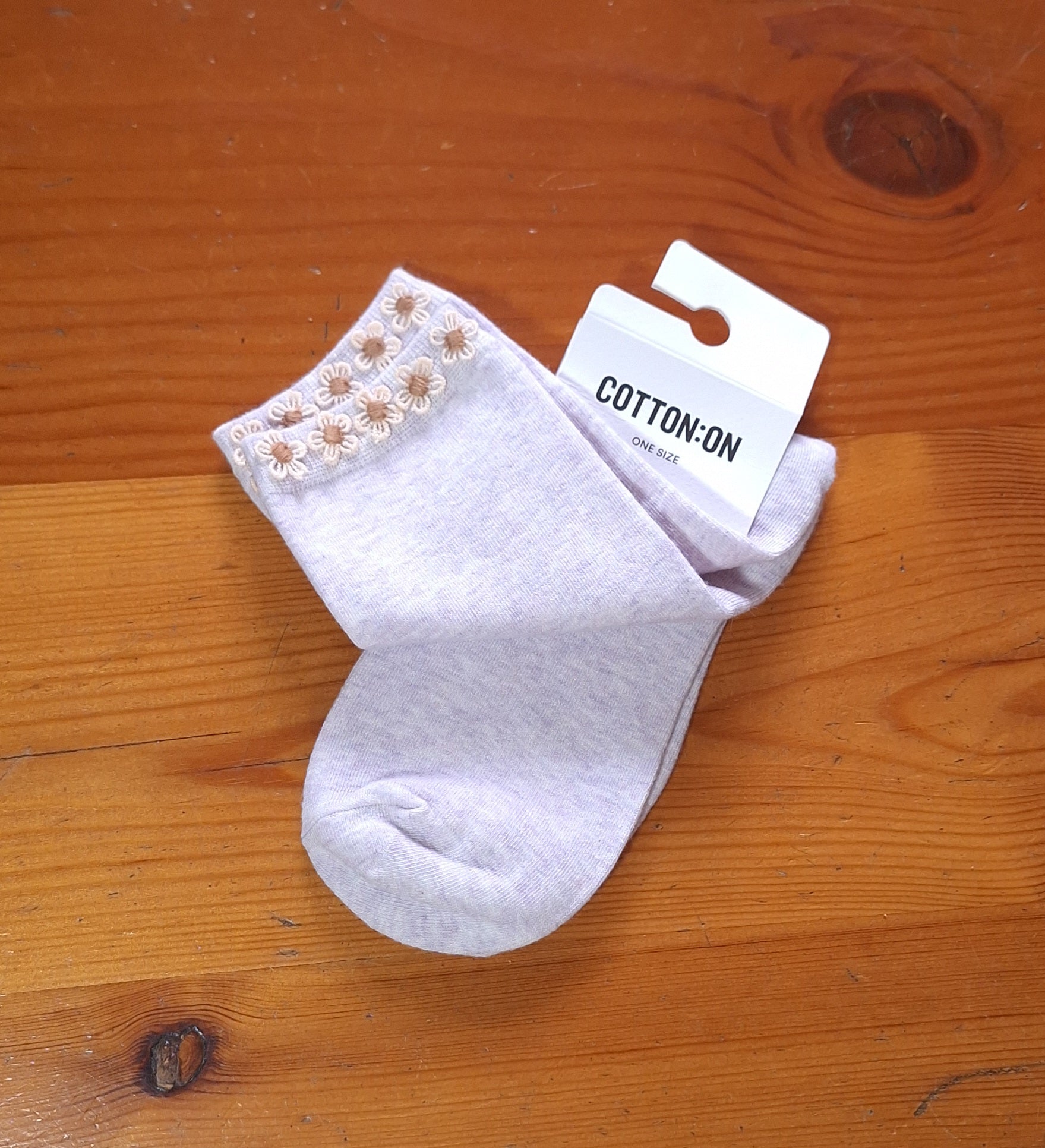 Cotton On Floral Welt Crew Sock