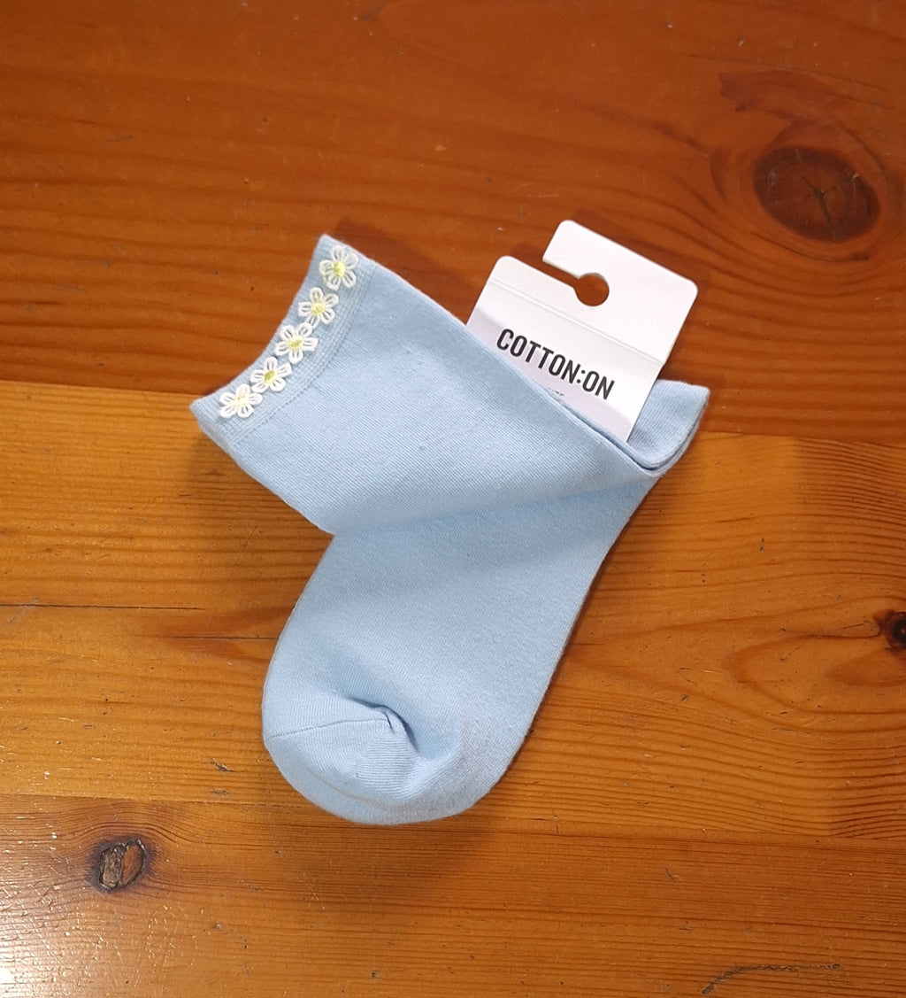 Cotton On Floral Welt Crew Sock