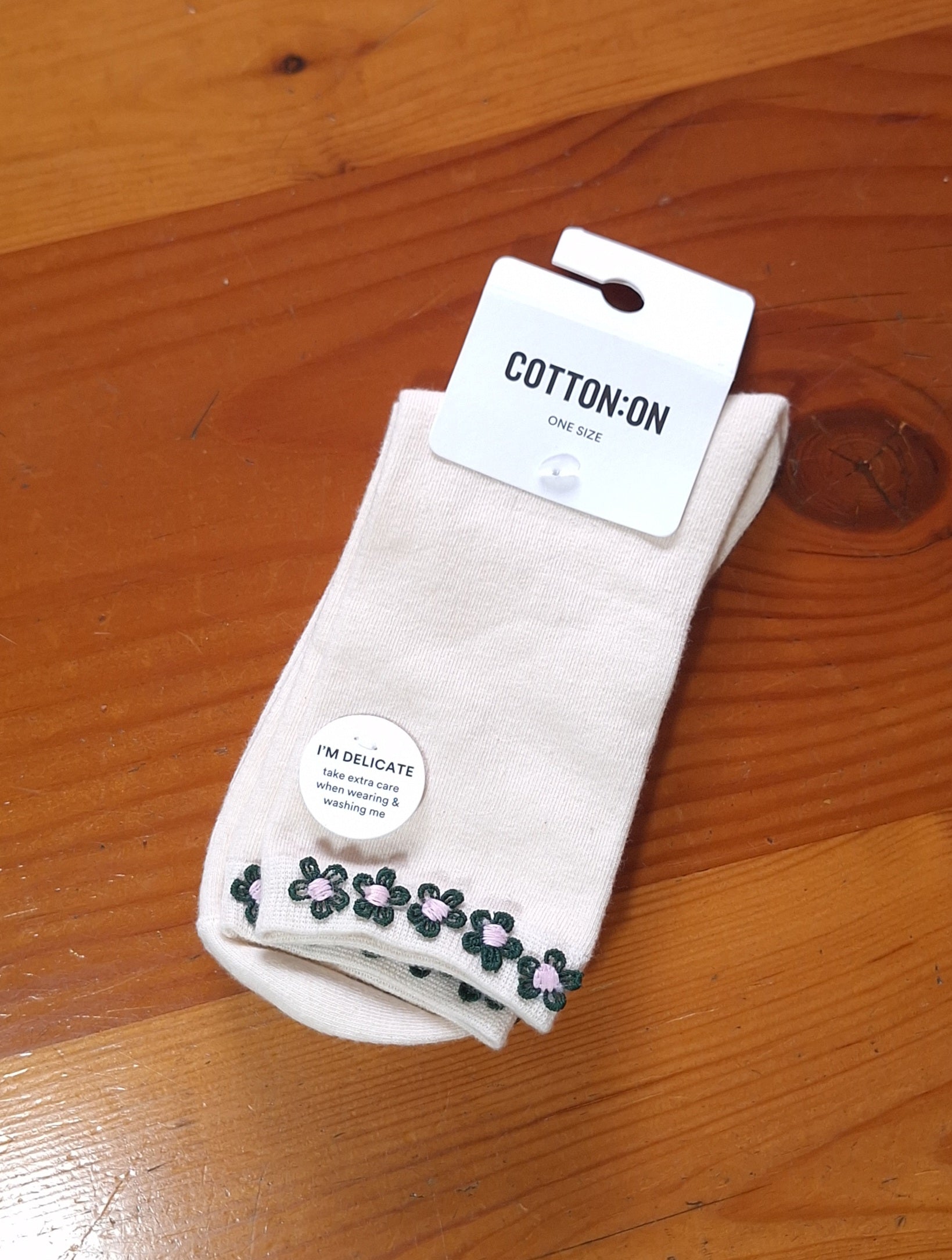 Cotton On Floral Welt Crew Sock