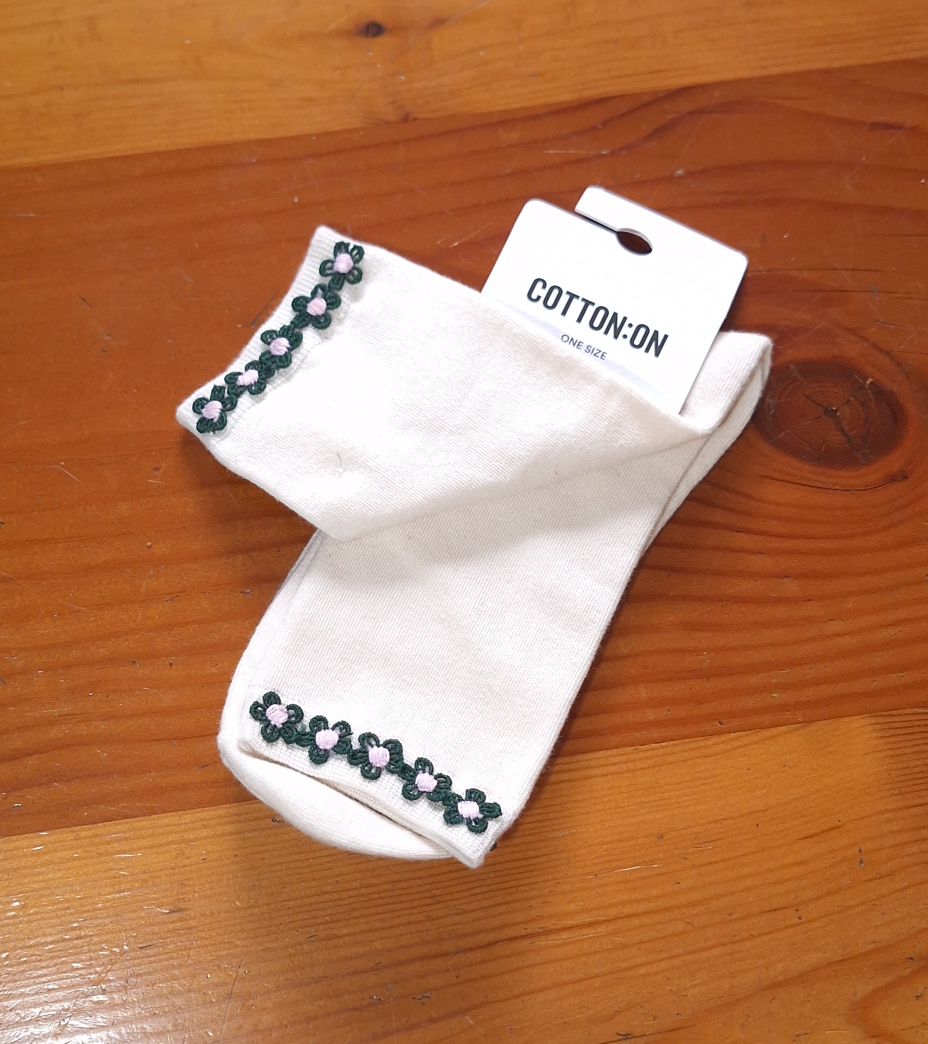 Cotton On Floral Welt Crew Sock