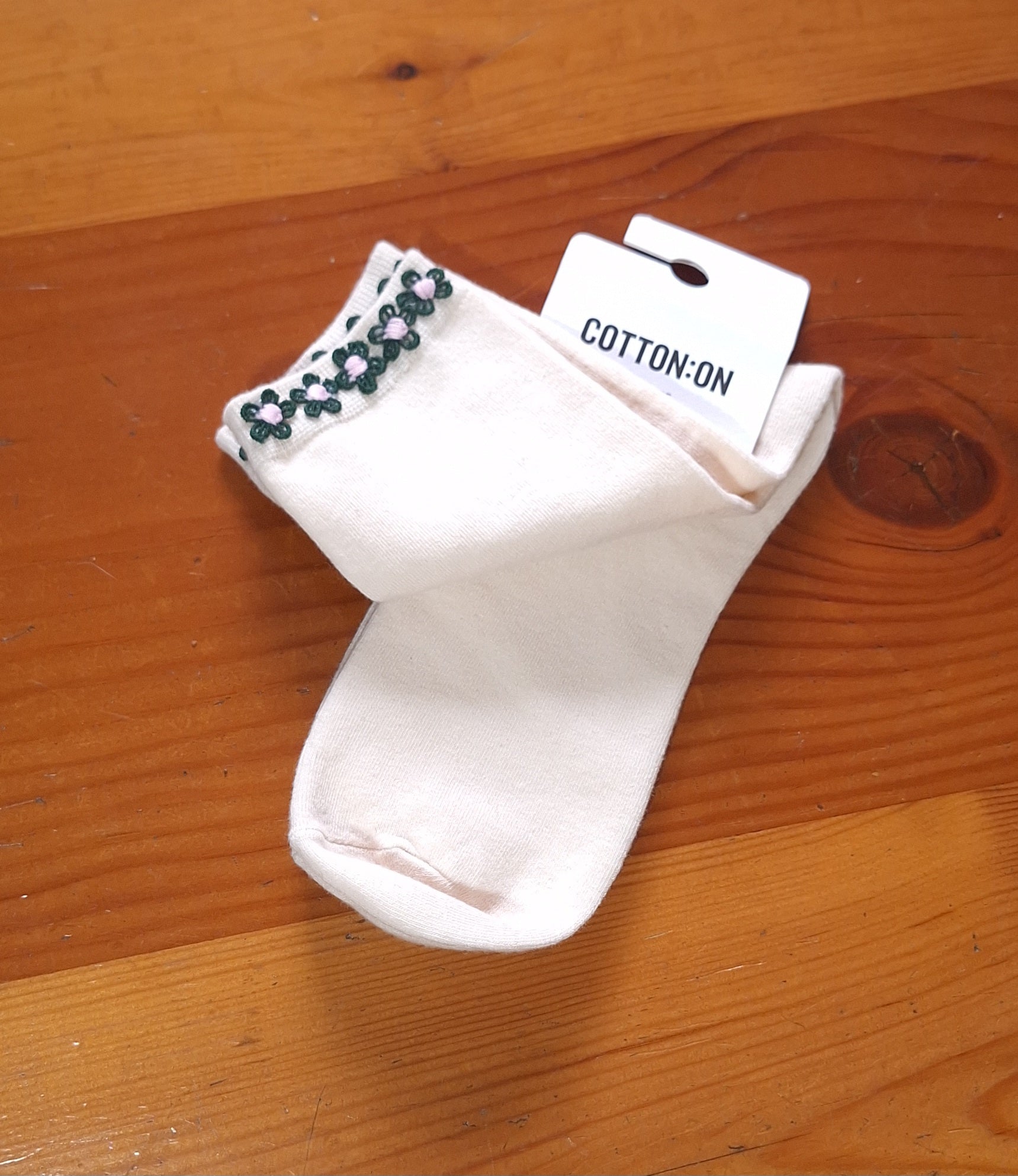Cotton On Floral Welt Crew Sock