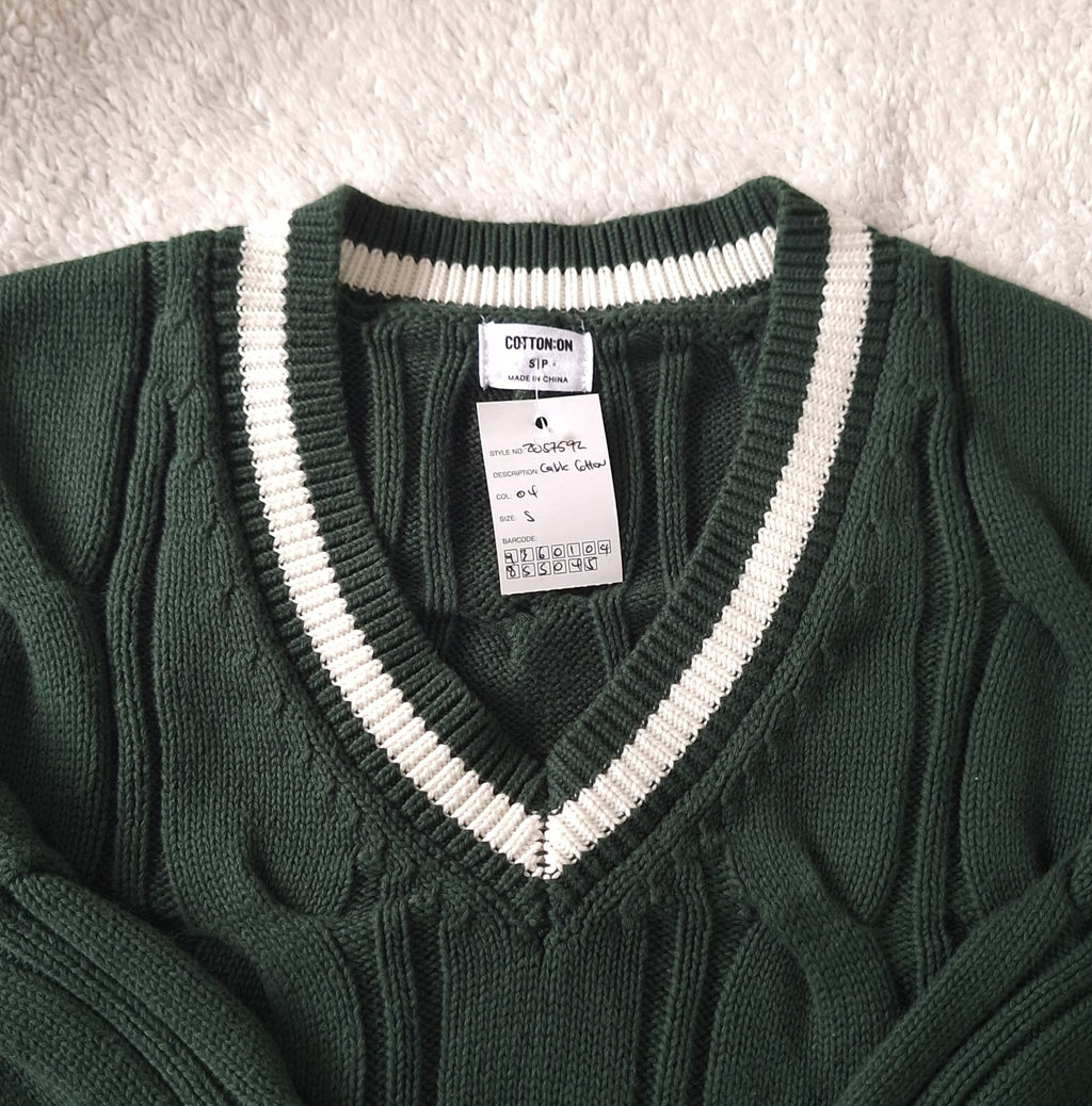 Cotton On Cable Cotton V - Neck Pullover