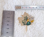Rhinestone Brooch Maple Leaf