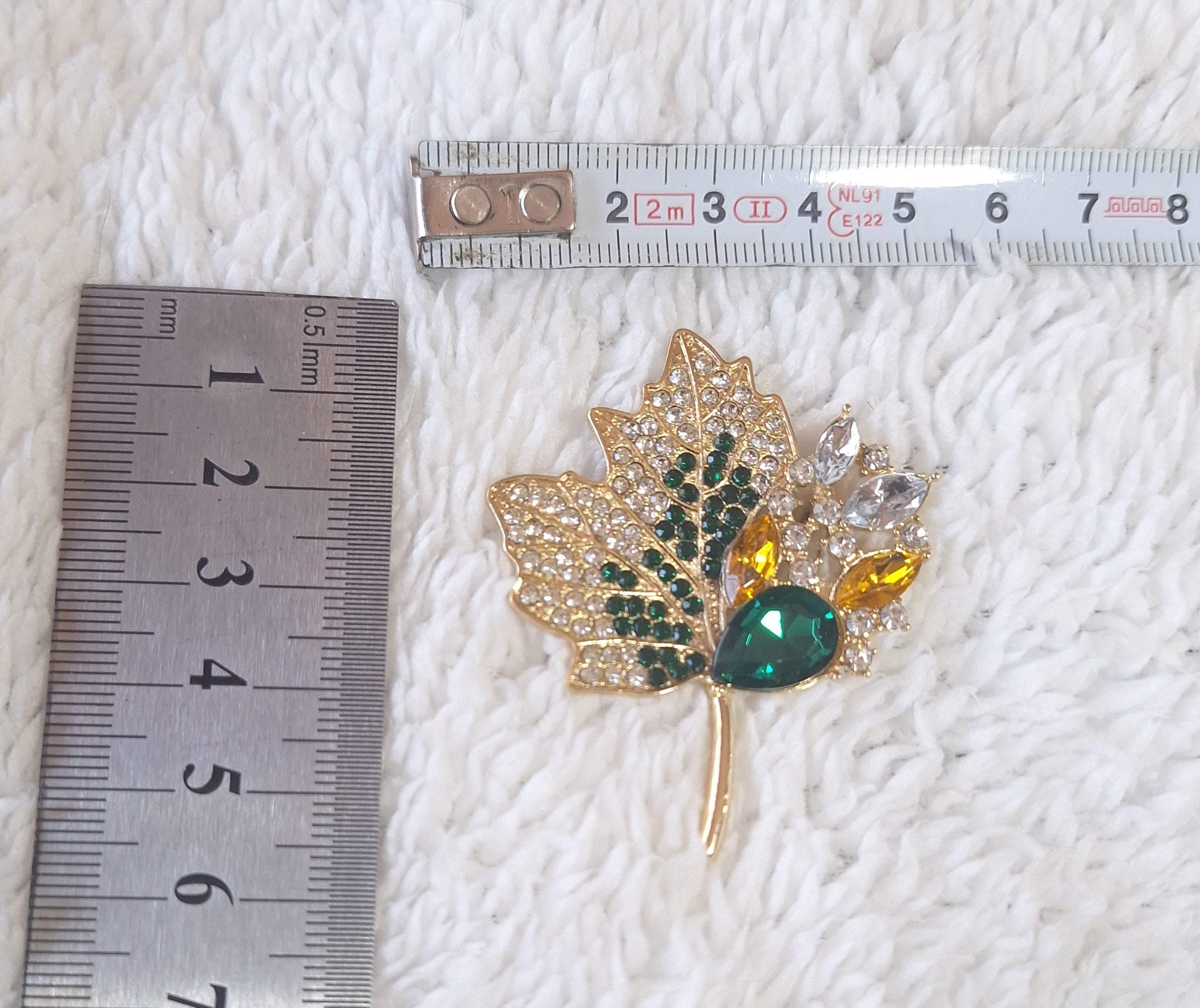 Rhinestone Brooch Maple Leaf