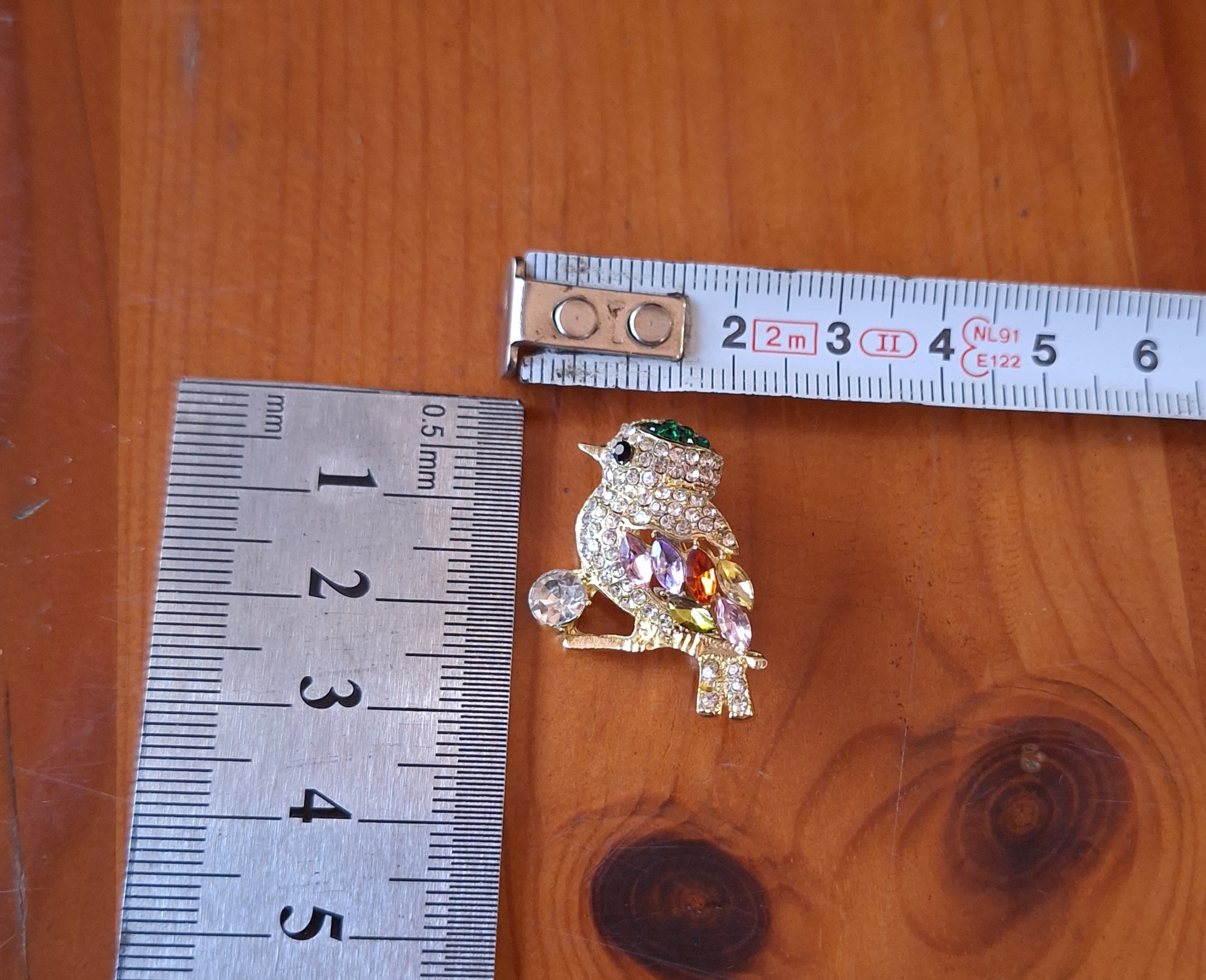 Rhinestone Brooch Magpie Bird