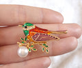 Brooch Rhinestone Enamel Magpie