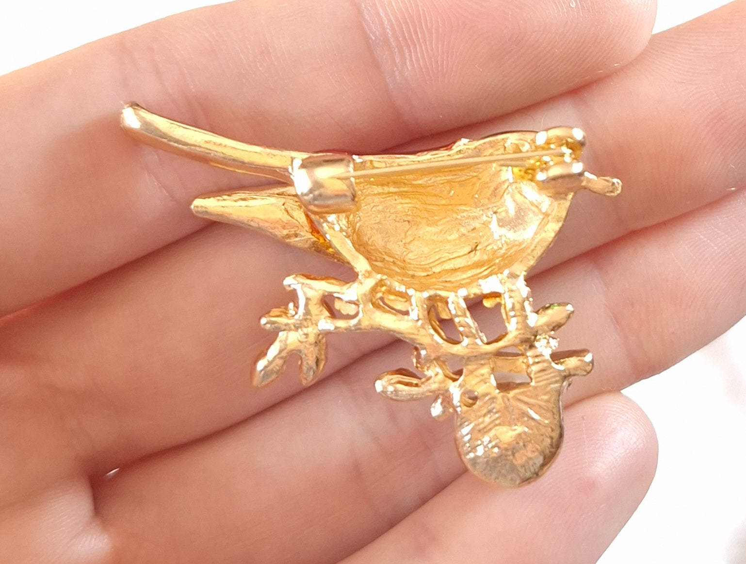 Brooch Rhinestone Enamel Magpie