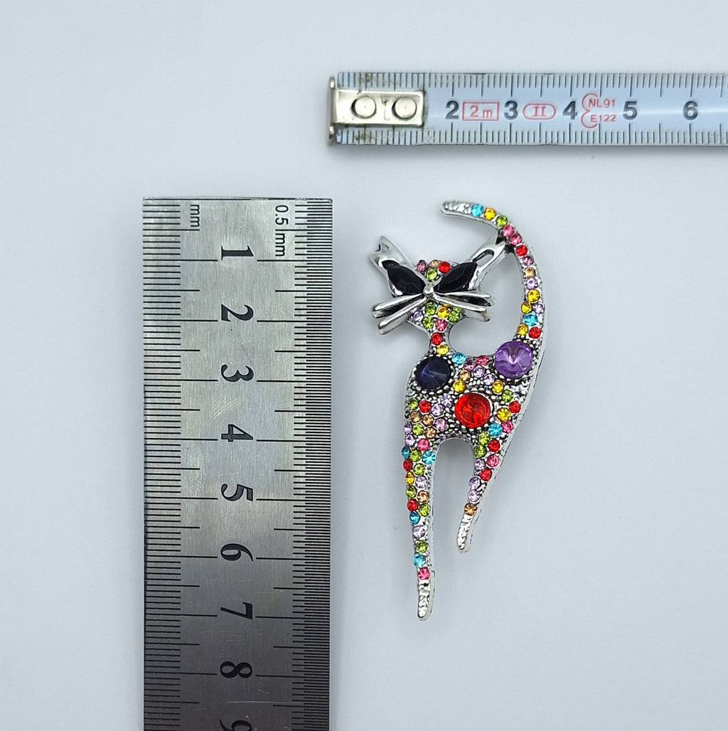 Brooch Pin Rhinestone Kitty