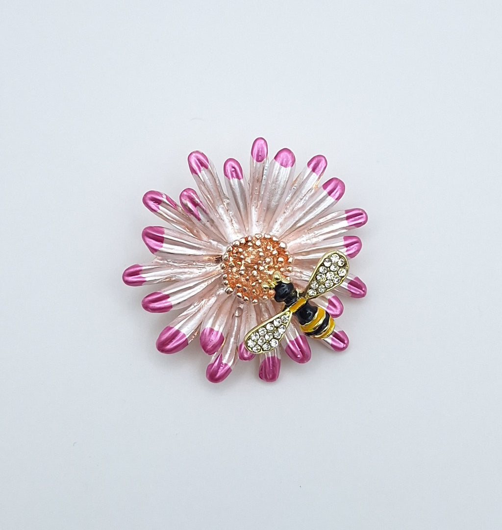Brooch Pin Rhinestone, Daisy & Bee