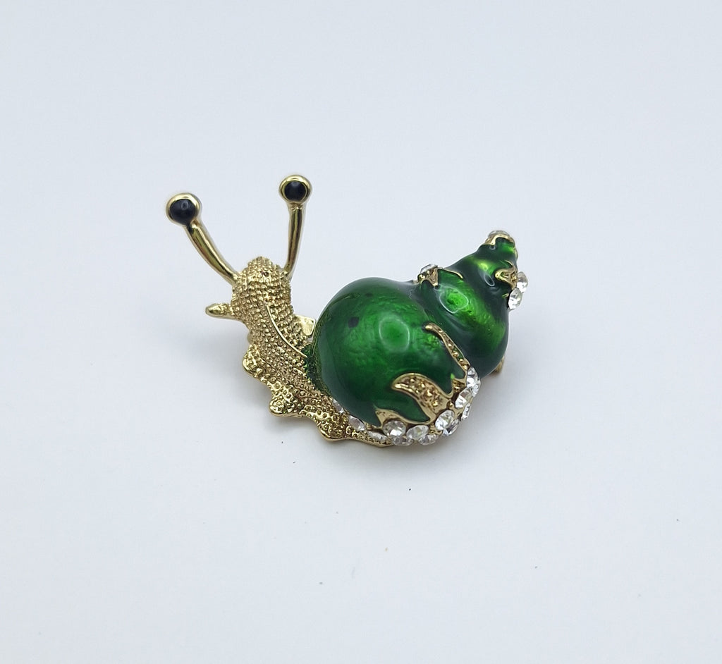 Brooch Pin Rhinestone Gardener Gary The Snail