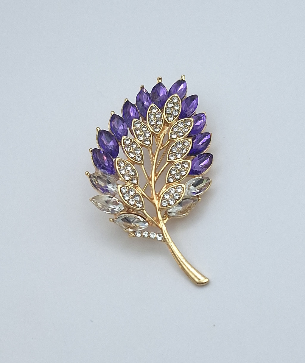 Brooch Pin Rhinestone Leaf
