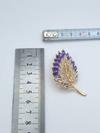 Brooch Pin Rhinestone Leaf