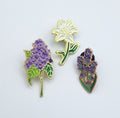 Brooch Pin Bundle ,Jacaranda Cluster, Easter Lily, Lavender