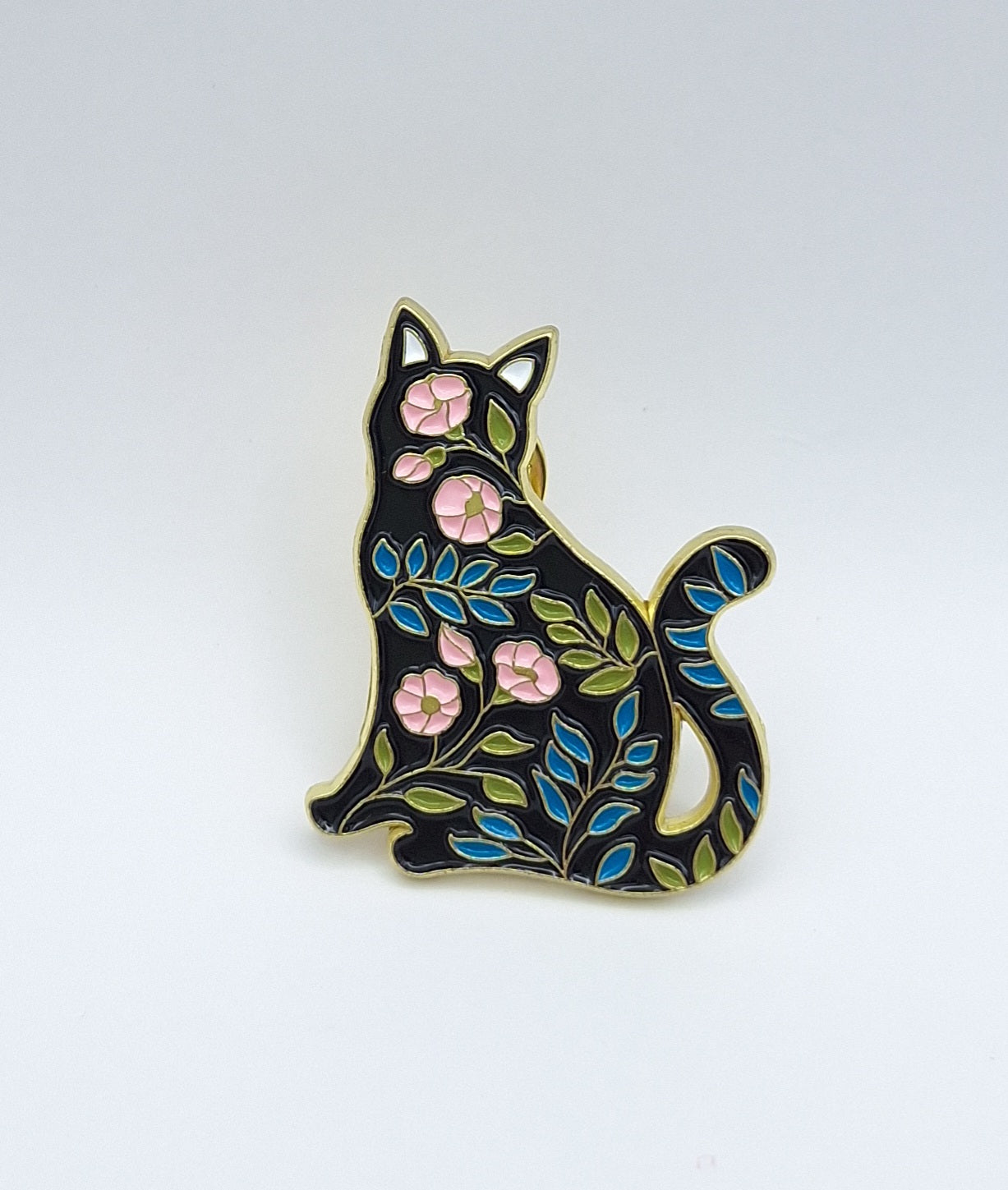 Floral Kitty  Brooch Pin