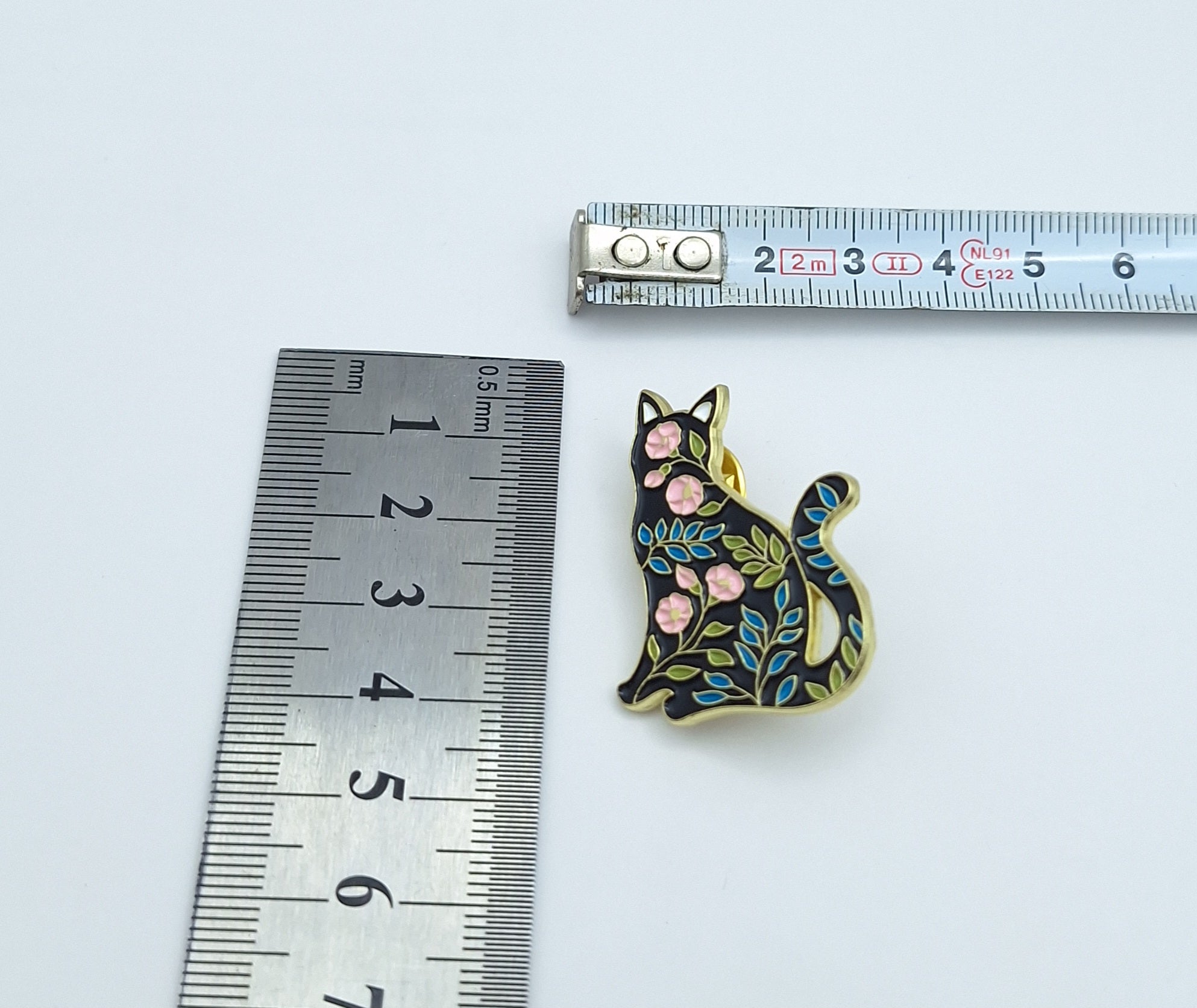 Floral Kitty  Brooch Pin