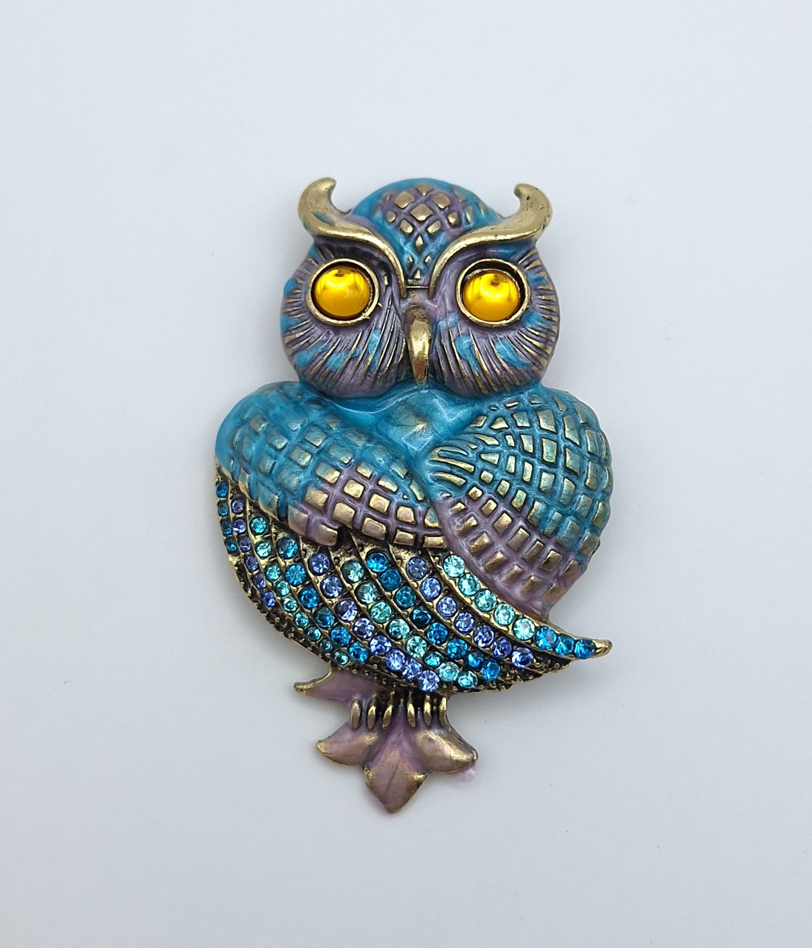 Brooch Pin Rhinestone Night Owl