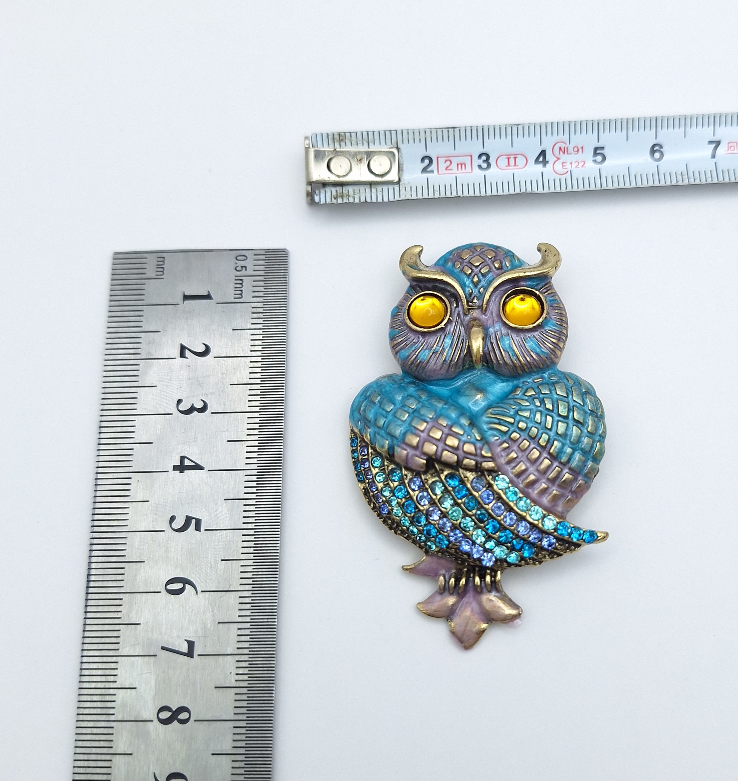 Brooch Pin Rhinestone Night Owl