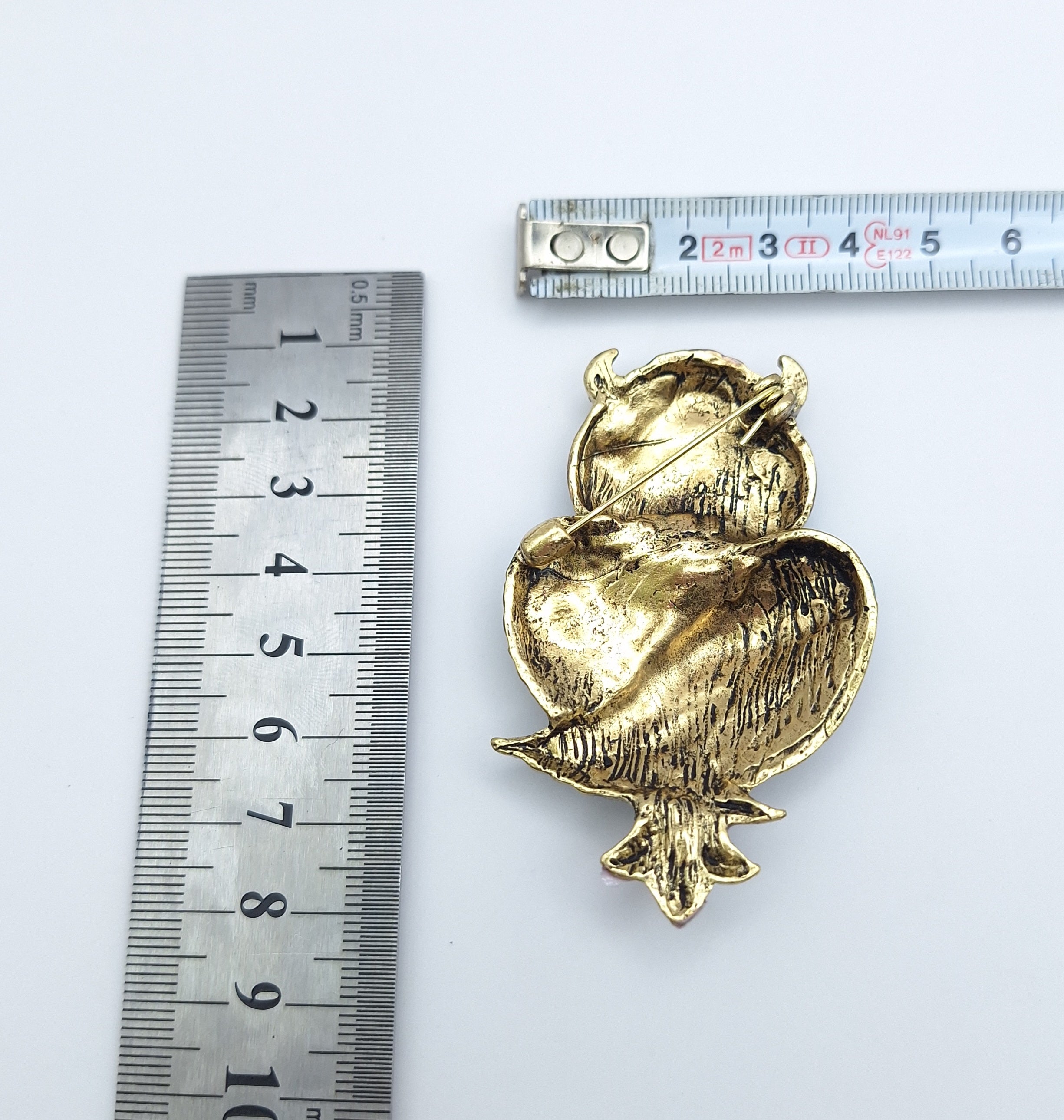 Brooch Pin Rhinestone Night Owl
