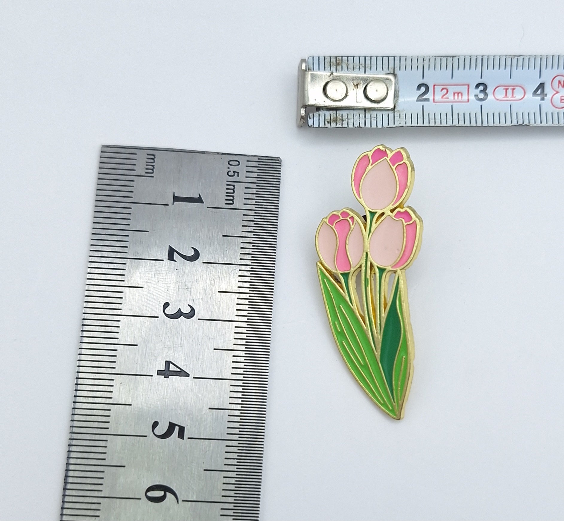 Brooch Pin Tulip Flower, Enamel
