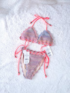 Cotton On Bikini Set. Crochet Slider Triangle Bikini Top and Tie Side Brazilian Bikini Bottom