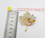 Brooch Pin  Rhinestone Maple Leaf