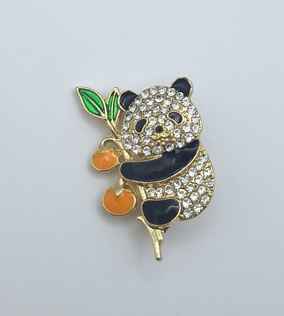 Tony the Rhinestone Panda Brooch Pin