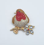 RedBreast Rhinestone Robin Brooch Pin