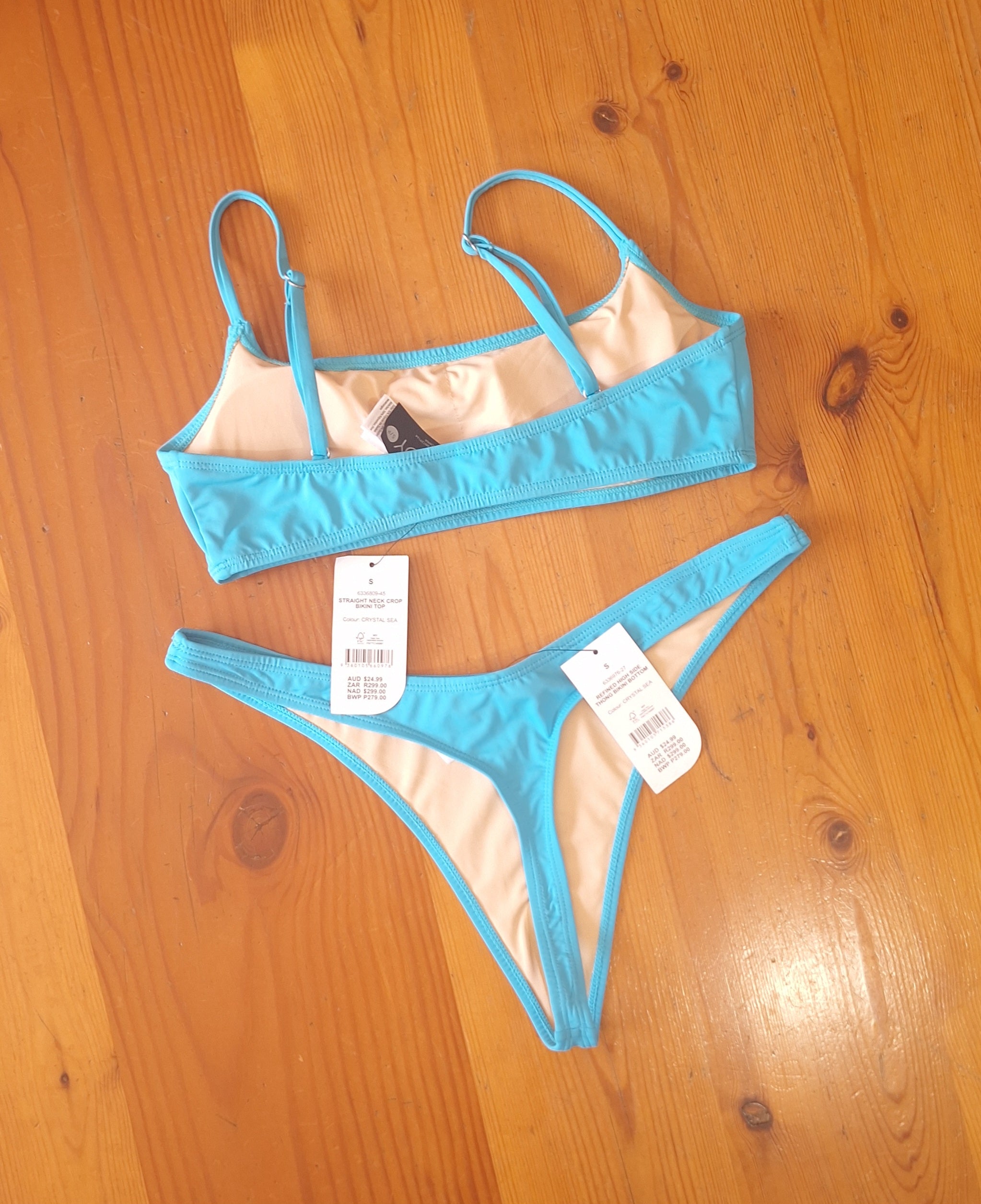 Cotton On Bikini Set  Straight Neck Crop Bikini Top Refined High Side Thong Bikini Bottom