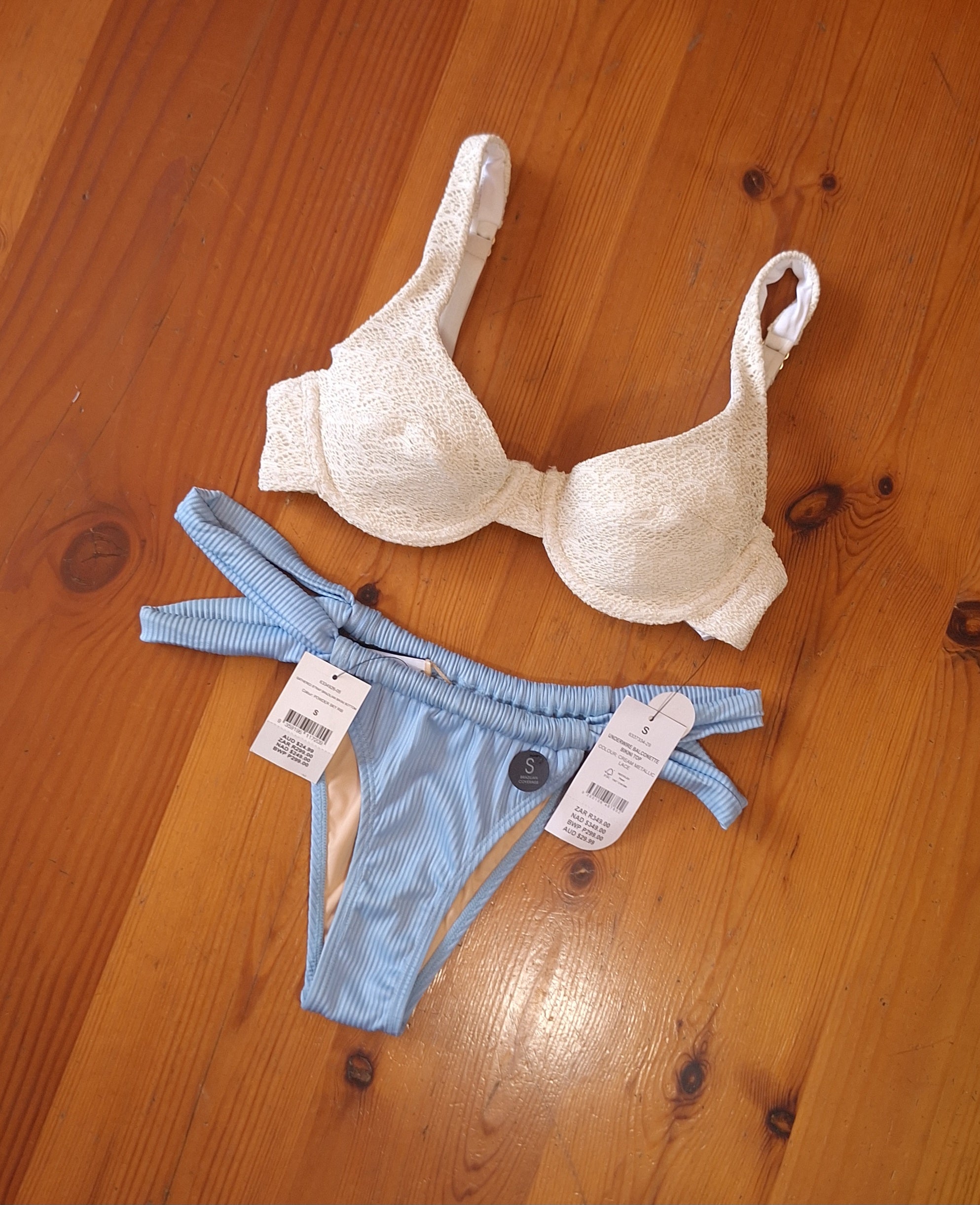 Cotton On Bikini Set Underwire Balconette Bikini Top Gathered Strap Brazilian Bikini Bottom